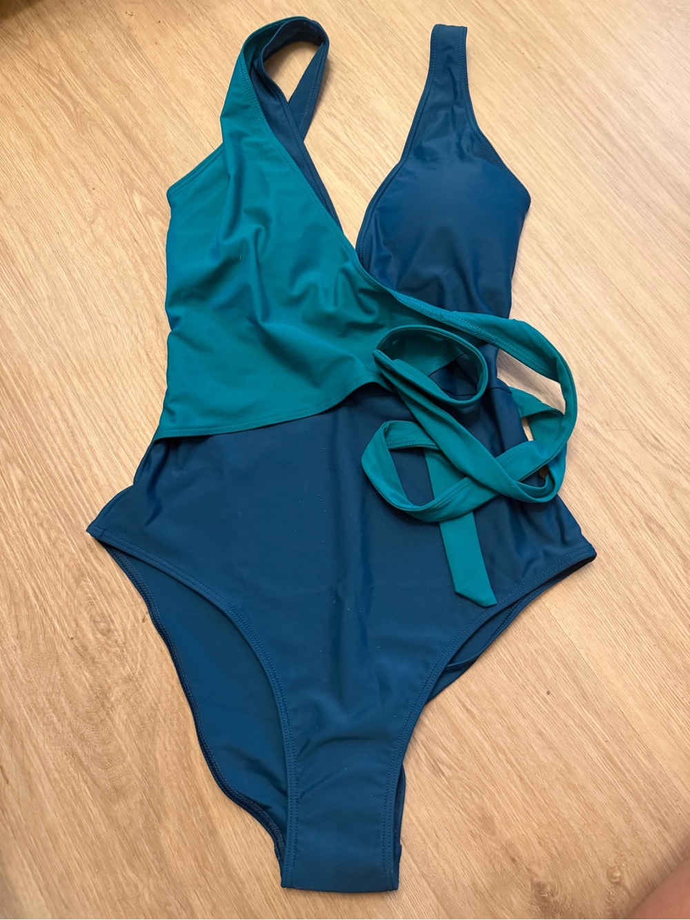 Quince The Perfect Wrap One Piece Sz 2 Teal New